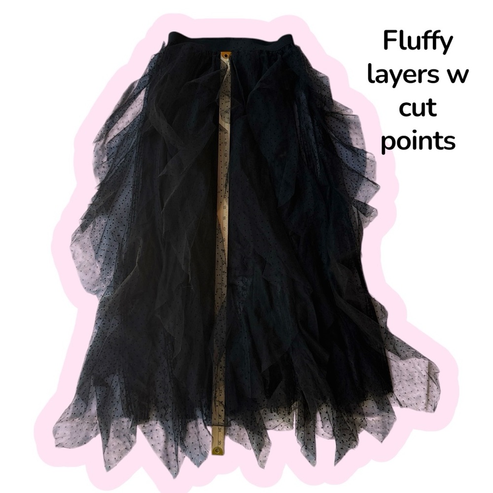 NWT layered Skirt tulle mesh 3D polka dot Embroidered lined Blue B. Sz S & M